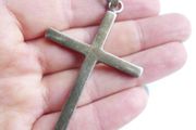 Vintage Large and Heavy Sterling Silver Cross Pendant 3,4 Inches - 21,4g