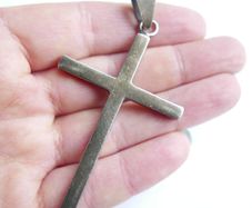 Vintage Large and Heavy Sterling Silver Cross Pendant 3,4 Inches - 21,4g