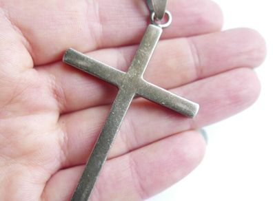 Vintage Large and Heavy Sterling Silver Cross Pendant 3,4 Inches - 21,4g