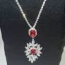 Luxury Red Ruby Silver-Tone Alloy Pendant Necklaces Image 3