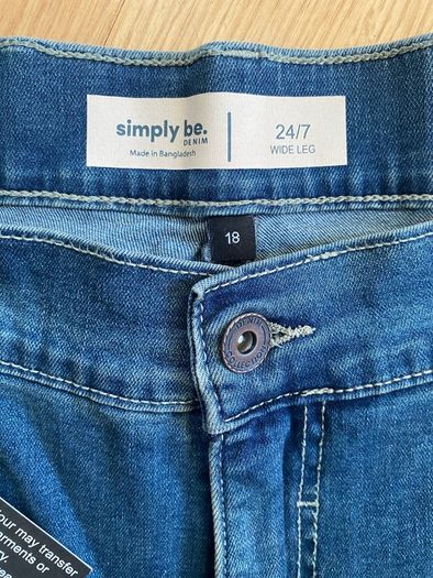 Simply Be 24/7 Wide Leg Jeans BNWT Size 18