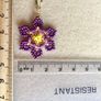 Handmade Beaded Purple Flower Earrings Image 4