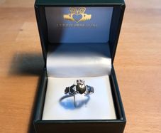 61mm Sterling Silver Claddagh Ring with 10K Gold Heart