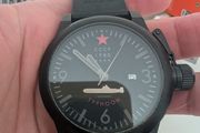 (USSR) Typhoon Automatic Men Watch with Black Dial and Black Rubber Strap