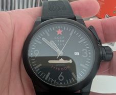 (USSR) Typhoon Automatic Men Watch with Black Dial and Black Rubber Strap