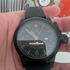 (USSR) Typhoon Automatic Men Watch with Black Dial and Black Rubber Strap