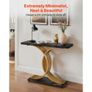 100 cm Gold Console Table, Modern Desk Behind the Couch, Wood Rectangle Entrance Desk, Narrow Long Sofa Table Accent Stand with Metal Legs Image 5