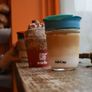 SoleCup Reusable Glass Travel Mug with Cork Band and Lid - Blue Image 3