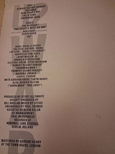 U2 - War - 1983 vinyl LP - Gatefold