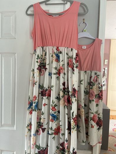 Maxi dress floral & pink tank dress