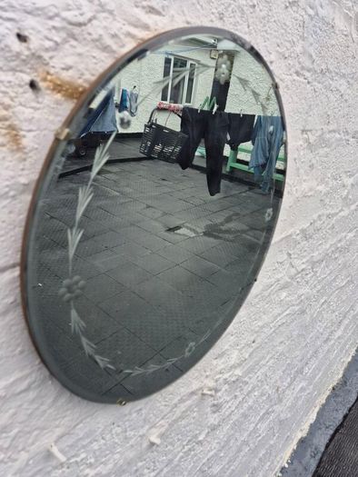 Vintage Art Deco circular etched design 1930s Mirror