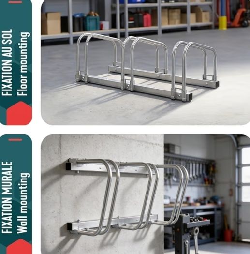 3 Bike Stand Floor or Wall mounted bike rack for garage Bicycle Parking rack Cycle Storage Locking Stand