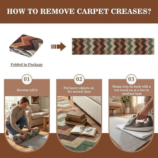 Runner Rugs for Hallway Non Slip 60x300cm, Geometric Washable Kitchen Carpet Runner, Bohemian Long Hall Rug for Entryway Bedroom Laundry Living Room, Low Pile Non Shedding, Brown Green