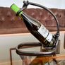 Vintage 20th Century Cast Iron Metal Brutalist Sculpture Bottle Holder Wine Rack Image 6