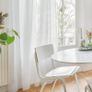 Linen Look Voile Curtains White, Semi Transparent Eyelet Sheer Curtains, Voile Curtains for Living Room, 229x140cm Height x Width 2 Panels Image 2