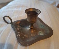 Vintage Solid Brass Chamber Candlestick Holder