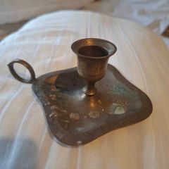 Vintage Solid Brass Chamber Candlestick Holder