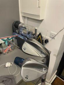 Taylormade 52 and 56 Wedges, Stiff Flex, Milled Grind Raw Faces.