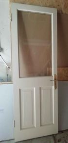 Internal door with glass panel - cream