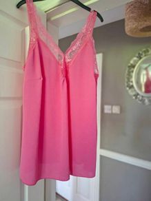 Pink lace trim top