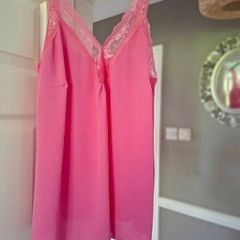Pink lace trim top