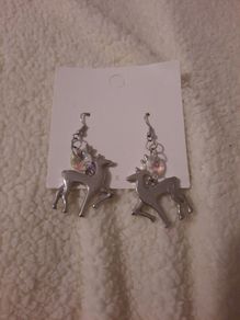 silver reindeer earrings