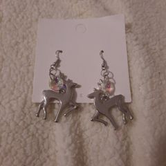 silver reindeer earrings
