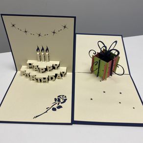 Birthday/ Wedding Pop Up Laser Cut 3D Card with Envelope | 2 designs