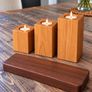 Handmade Rustic Wood Tea-light Candle Holder Set Image 7