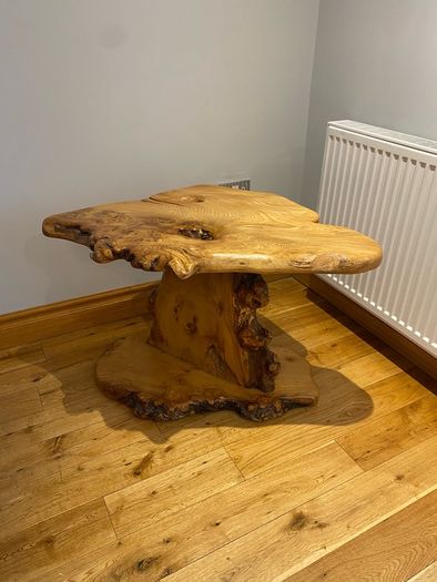 wooden table and lamp set