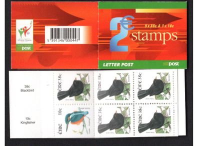 2002 Ireland E2 Definitive Stamp Booklet Mint Never Hinged (MNH). Hibernian HB95.