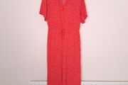 Soaked in Luxury Red White Polka Dot Short Sleeve Wide Leg Jumpsuit Size M