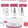 200 PCs Cake Decorating Kit with Cake Turntable- Cake Leveler- 55 Numbered Piping Tips & Nozzles with Pattern Chart & E-Book Image 4