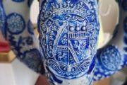 Pair Antique German Cobalt Blue Westerwald Ewers