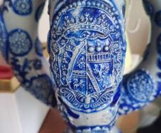 Pair Antique German Cobalt Blue Westerwald Ewers