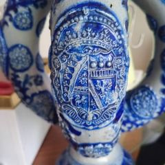 Pair Antique German Cobalt Blue Westerwald Ewers