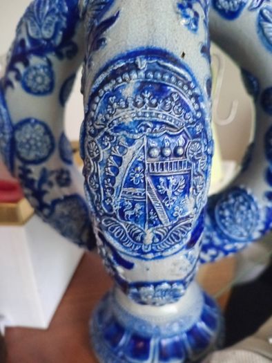 Pair Antique German Cobalt Blue Westerwald Ewers