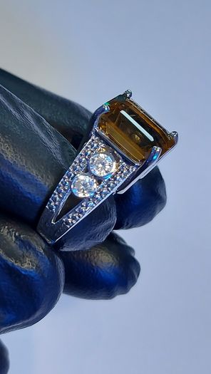Natural Honey Quartz 3 ct  Ring 925 Silver