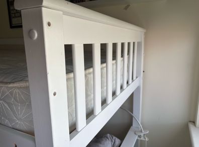 Single bed, white solid wood frame