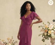 Sheath/Column V-Neck Short Sleeve Asymmetric Chiffon Bridesmaid Dresses