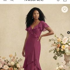 Sheath/Column V-Neck Short Sleeve Asymmetric Chiffon Bridesmaid Dresses