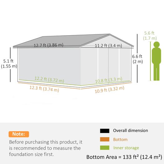 Large Metal Storage Shed Sliding Doors 13 x 11ft