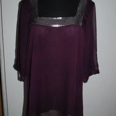 Wardrobe wine top with sequins perfect condition size UK14/16 EUR42/44 Postage included
