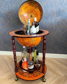 Globe Bar Wine Stand Eucalyptus Wood