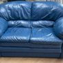 2+3 seater blue leather sofas. Image 4