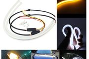 2pcs 60CM Car LED Turn Daytime Running White&amp;Yellow Soft Tears Strips Guide Lights