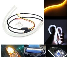 2pcs 60CM Car LED Turn Daytime Running White&Yellow Soft Tears Strips Guide Lights
