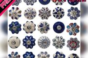 Ceramic Knobs Colorful Blue for Kitchen Cabinets Bathroom Cupboards Dresser Drawers Chest Handmade Set of 10 (FREE POSTAGE)