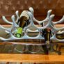 Vintage Aluminium Table Top Metal Wine Rack Organic Abstract 20th Century Design Image 6