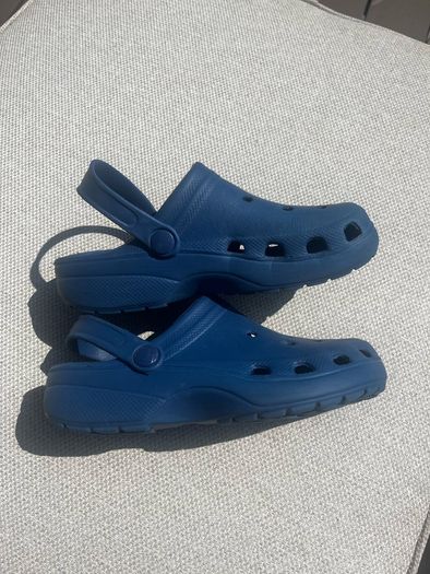 Blue Clogs with Removable Fuzzy Slipper Linings